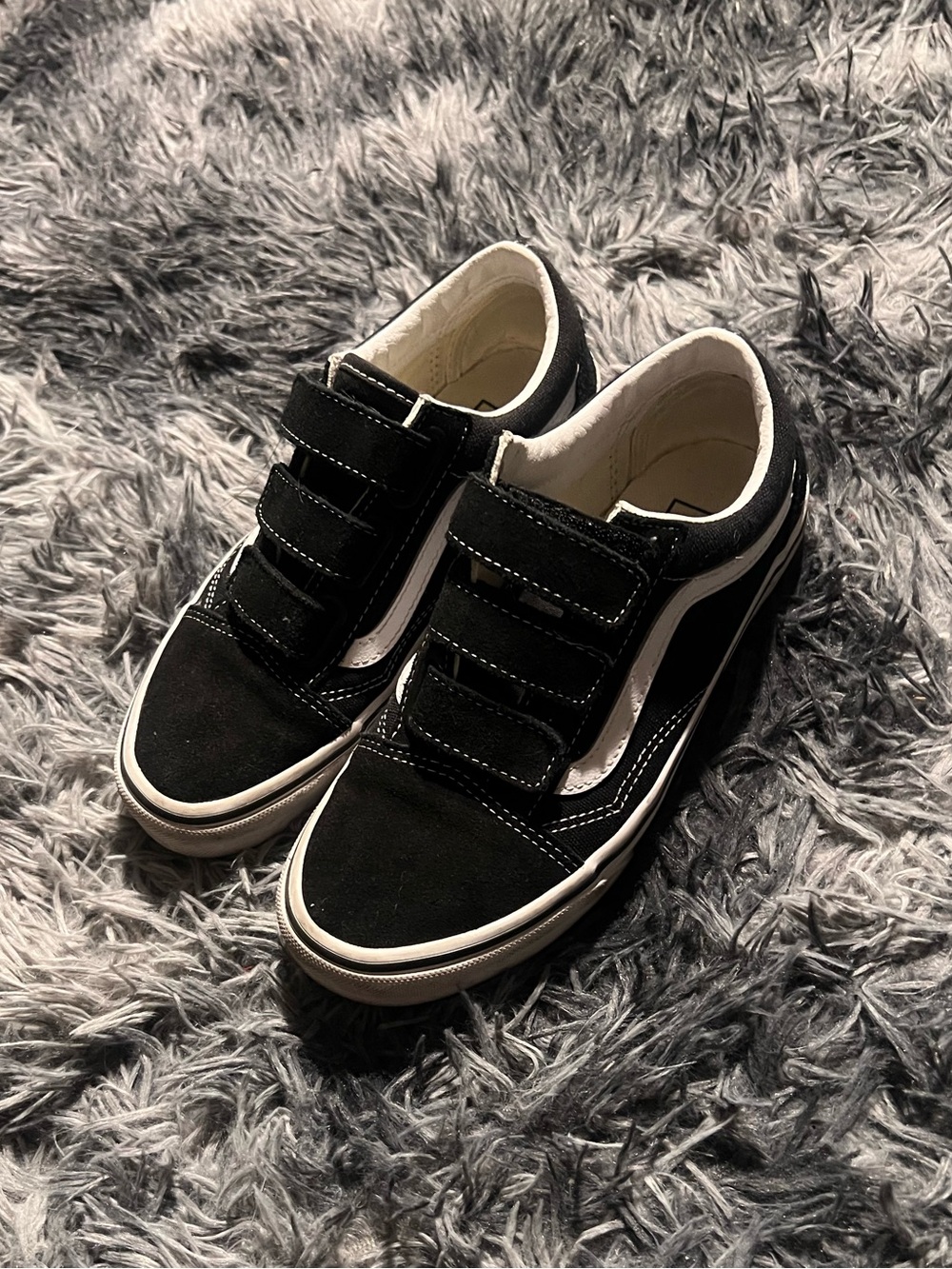 Vans Black and White Velcro Old Skool Shoes